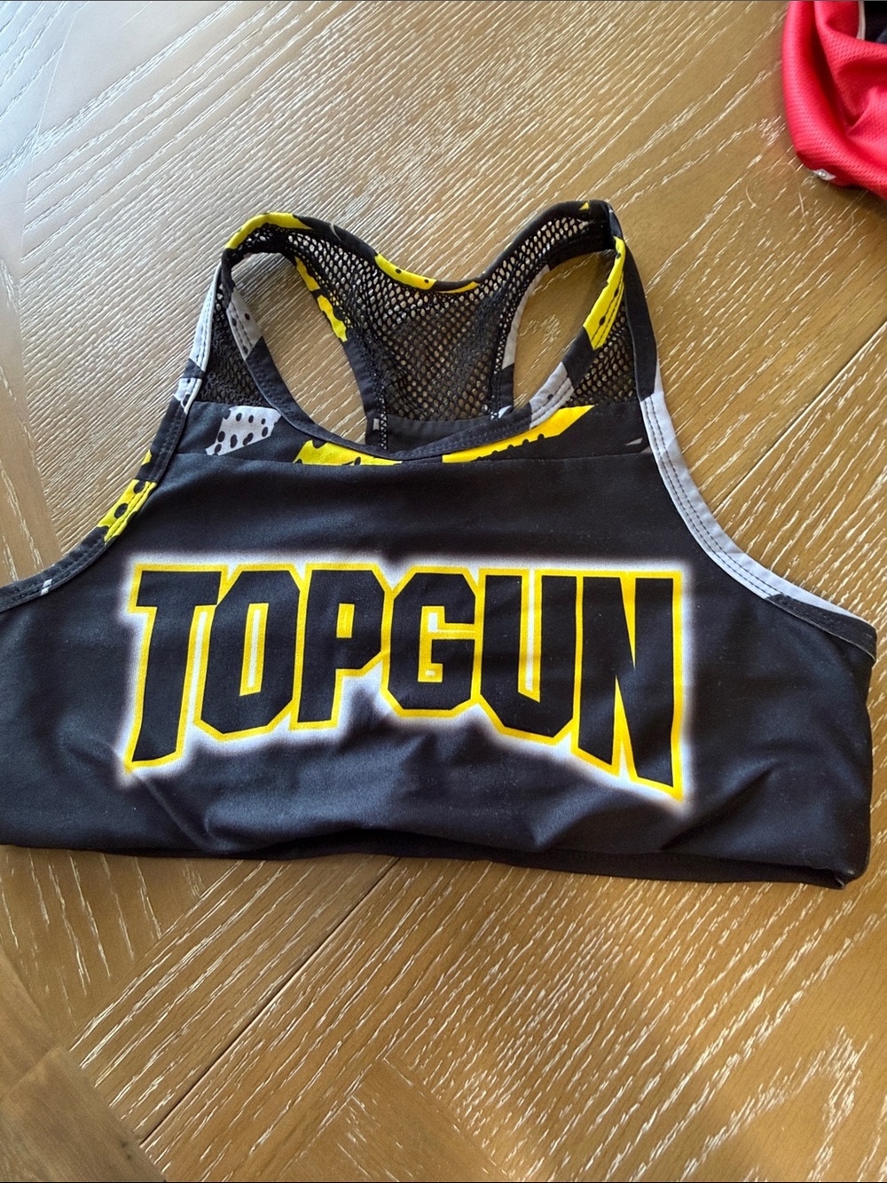 Black Racerback Sports Bra with Yellow Accent